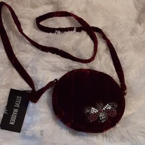 STEVE MADDEN WINE VELVET CROSS BODY BAG